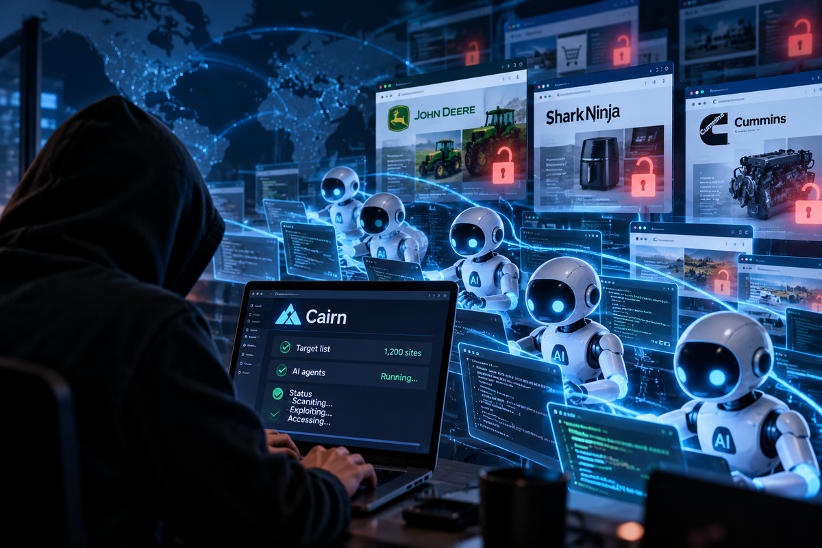 Ilustrasi agen AI dan perlindungan situs perusahaan